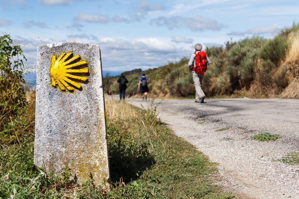 Walkers on the camino trail